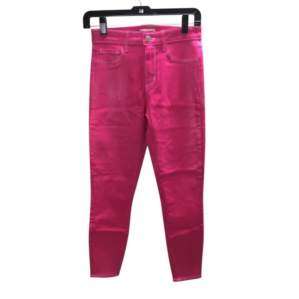 L'Agence Jeans Women's Size 25 Magenta Margot Skinny Coated